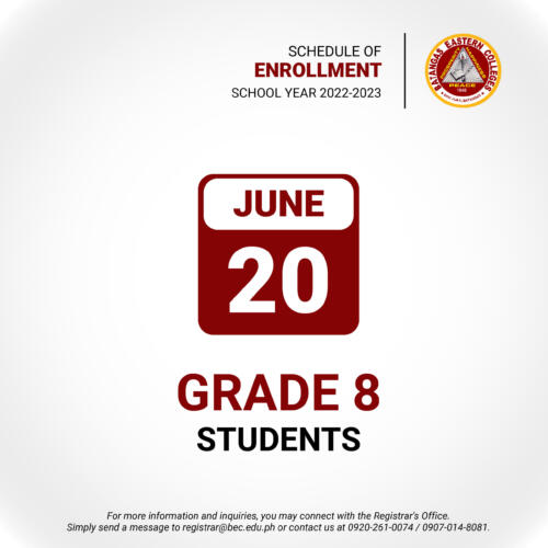 Schedule of Enrollment SY 2022-2023_06 - Grade 8