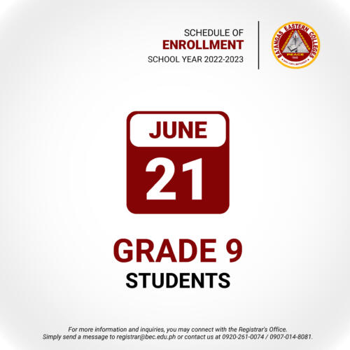 Schedule of Enrollment SY 2022-2023_07 - Grade 9