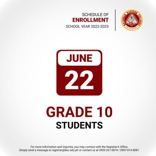 Schedule of Enrollment SY 2022-2023_08 - Grade 10
