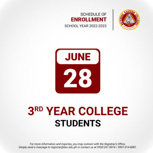 Schedule of Enrollment SY 2022-2023_12 - 3rd Year College