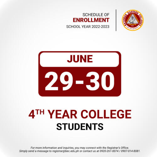Schedule of Enrollment SY 2022-2023_13 - 4th Year College